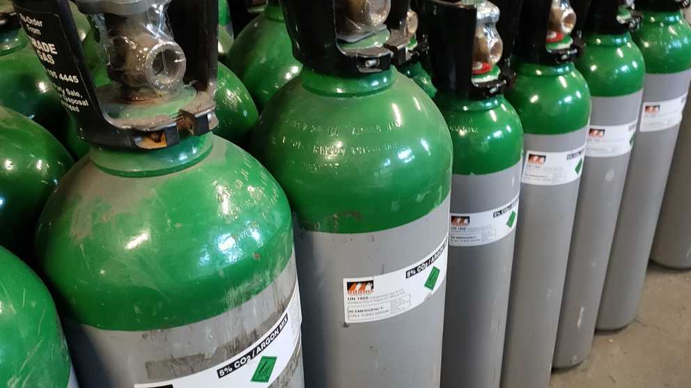 Green gas bottles