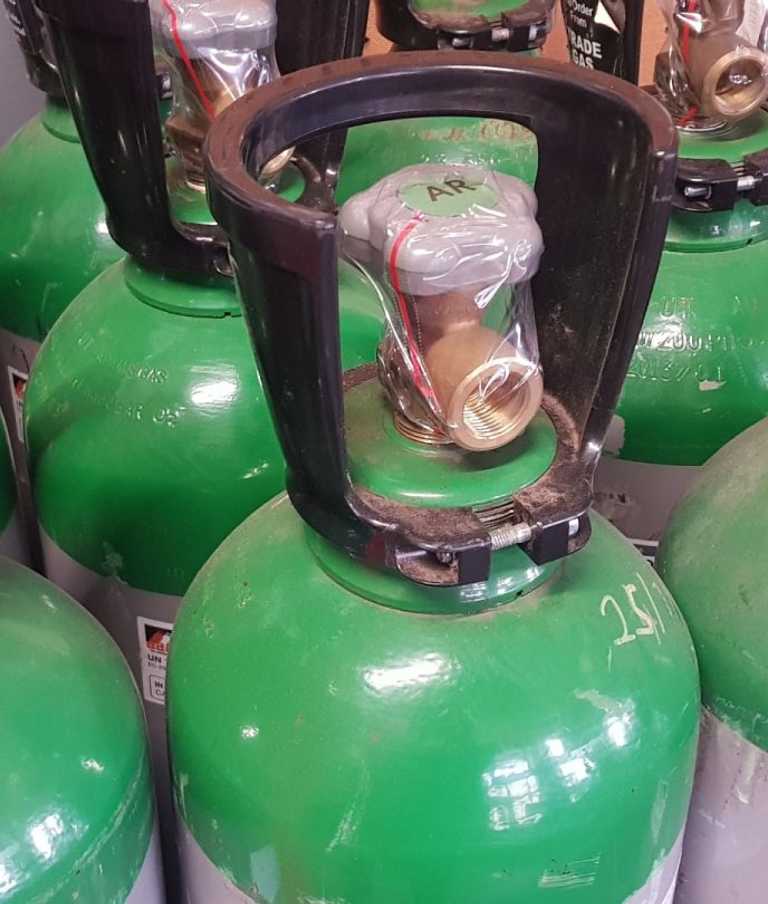 Green gas bottles